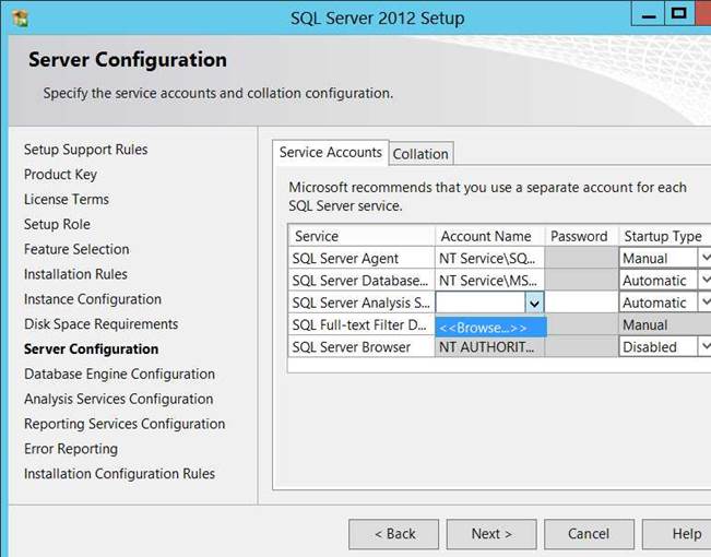huong dan cai dat SQL server 2012 - Server Configuration