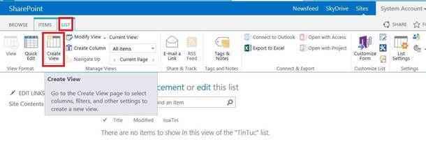 Lab sharepoint server 2013- Create view