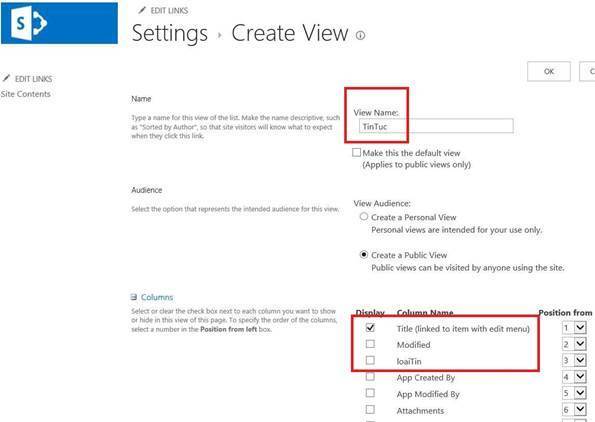 Tạo View sharepoint server