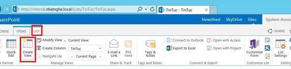 Lab sharepoint server - create view