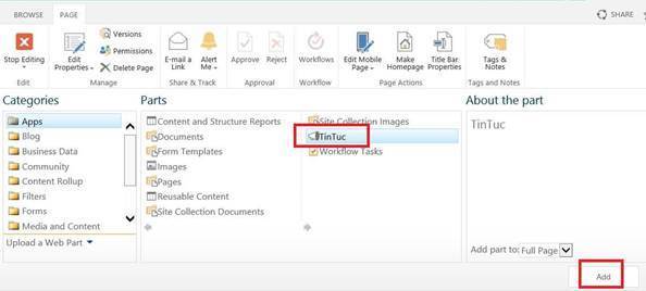 Lab sharepoint server - Add a web part