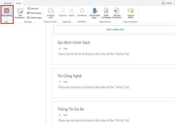 Lab sharepoint server - edit page