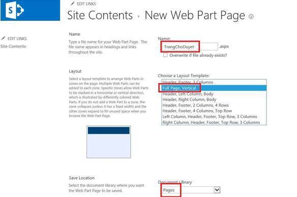 New Web part page sharepoint 2013