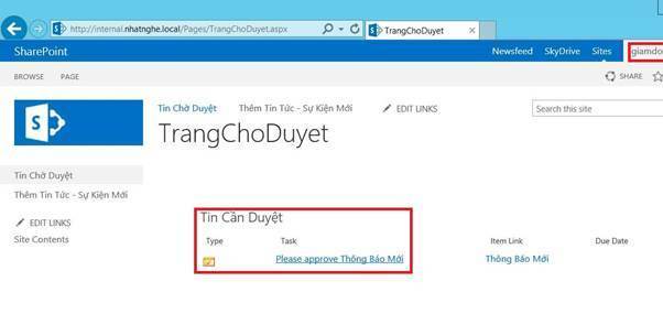 Lab sharepoint server - duyệt tin