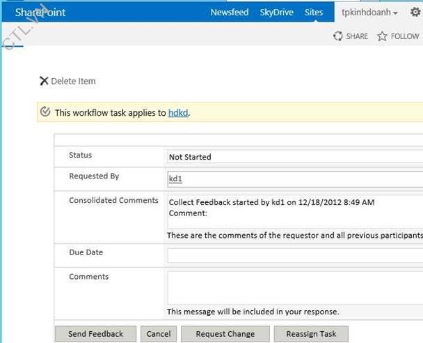 use collect feedback workflow 2013