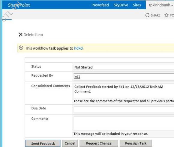 collect feedback workflow in sharepoint