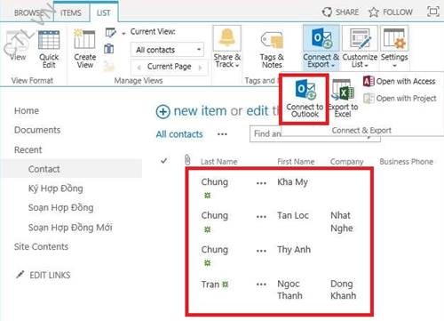 connect to Contact list 