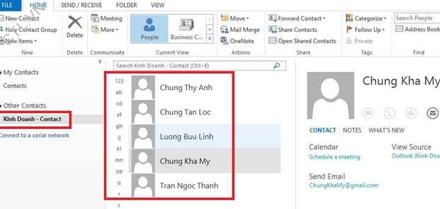 dong bo Contact list voi sharepoint