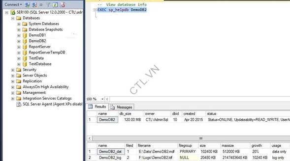 lab SQLserver 2014 Database và storage