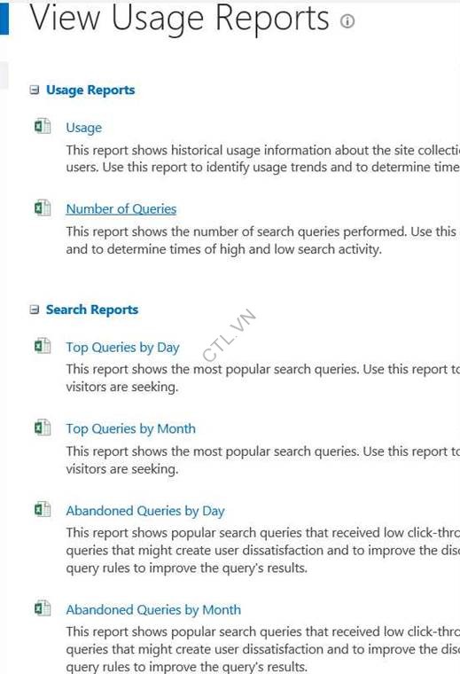 xem báo cáo của sharepoint