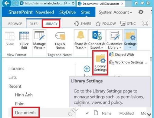 quan-ly-thu-vien trong sharepoint
