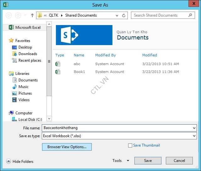 su dung Excel Service trong sharepoint 2013