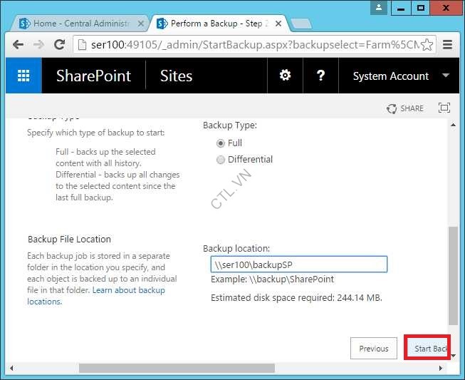 Backup and restore sharepoint