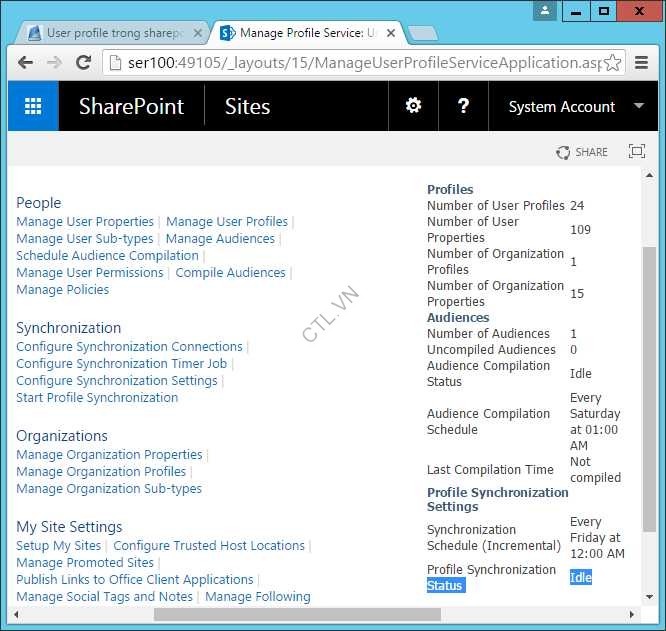 đồng bộ user profile trong Sharepoint 2016