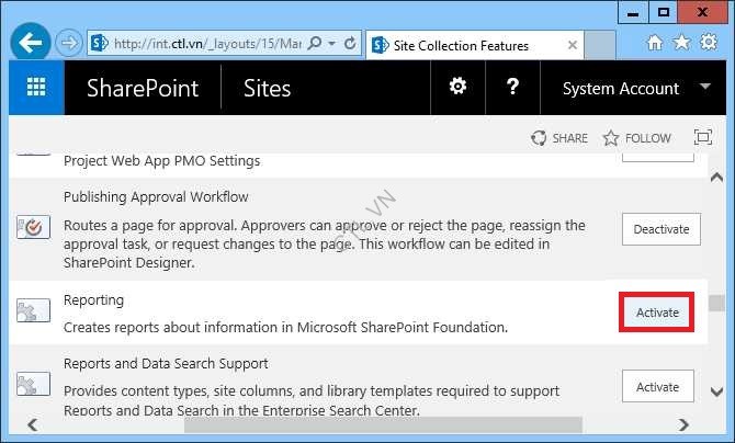 xem báo cáo của sharepoint server 2016