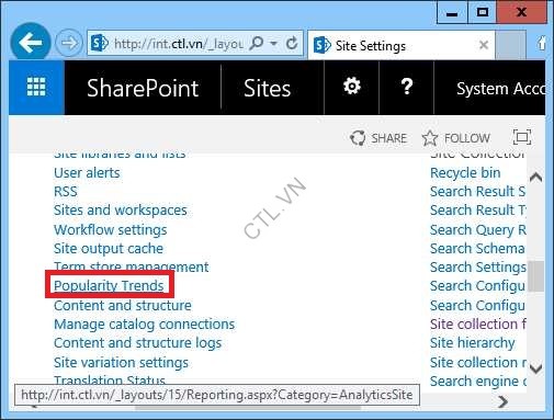 xem báo cáo của sharepoint server 2016