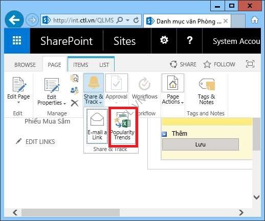 xem báo cáo của sharepoint server 2016