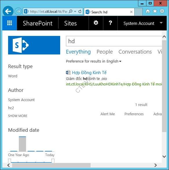 TÌM KIẾM TRONG SHAREPOINT 2016
