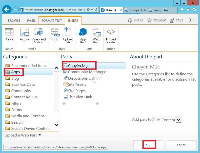 SỬ DỤNG COMMUNITY SITE XÂY DỰNG DIỄN ĐÀN