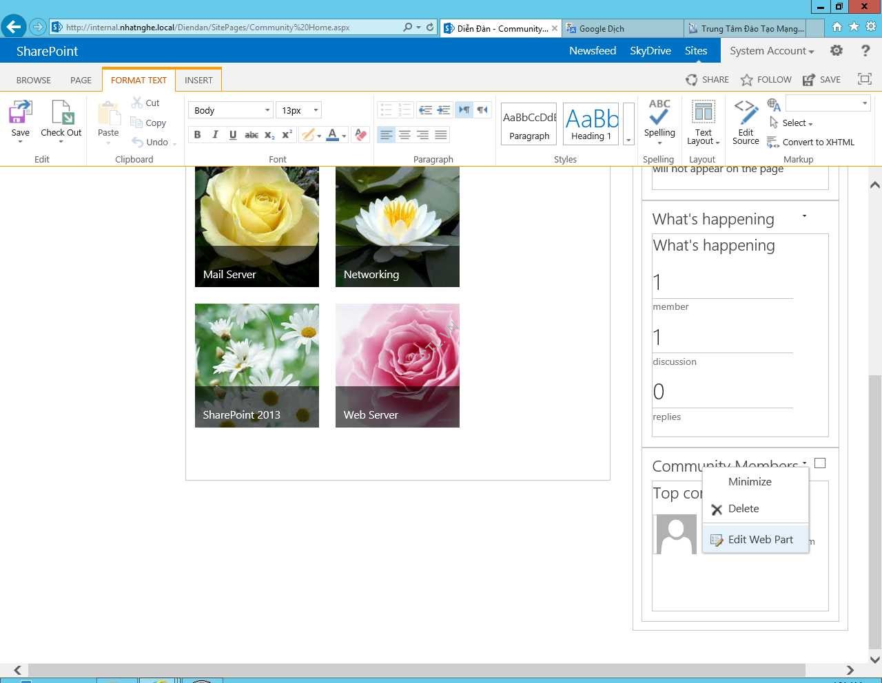 SỬ DỤNG COMMUNITY SITE XÂY DỰNG DIỄN ĐÀN