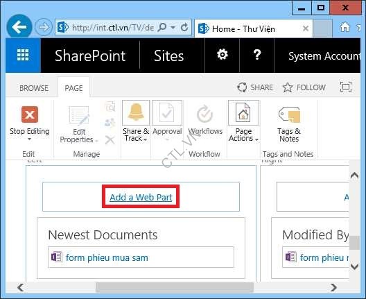sử dụng Sharepoint 2016 xây dựng site quản lý thư viện