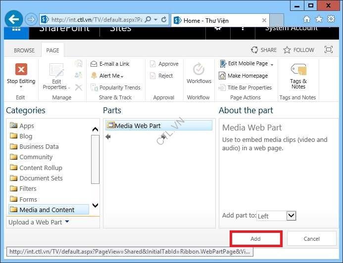 sử dụng Sharepoint 2016 xây dựng site quản lý thư viện
