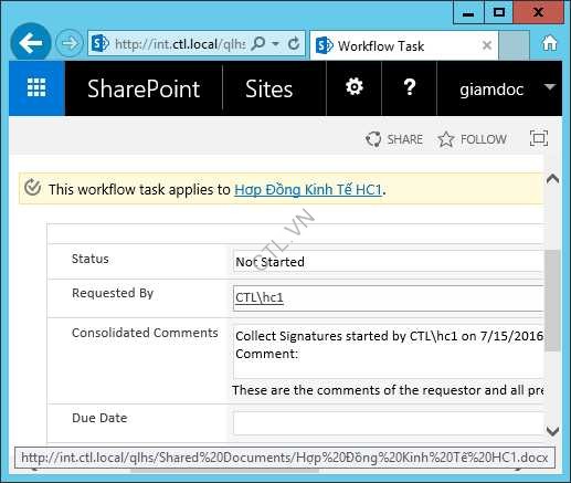ứng dụng Collect Signatures Workflow