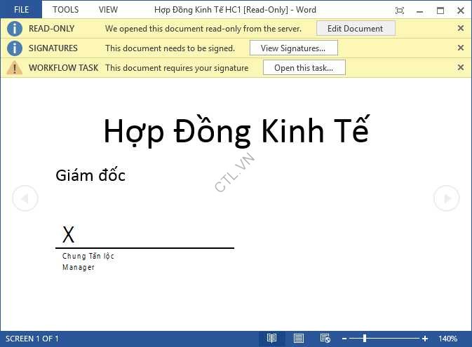 ứng dụng Collect Signatures Workflow