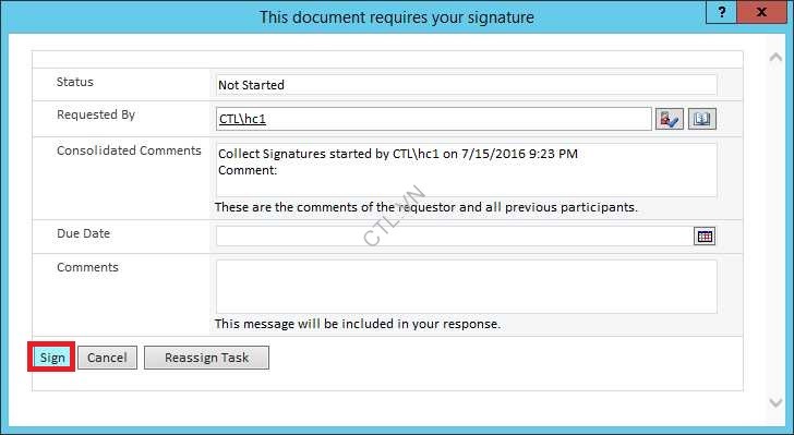 ứng dụng Collect Signatures Workflow